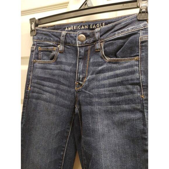 American Eagle Womens Size 2 Long Next Level Stretch Dark Wash Skinny Blue Jeans - Picture 5 of 9